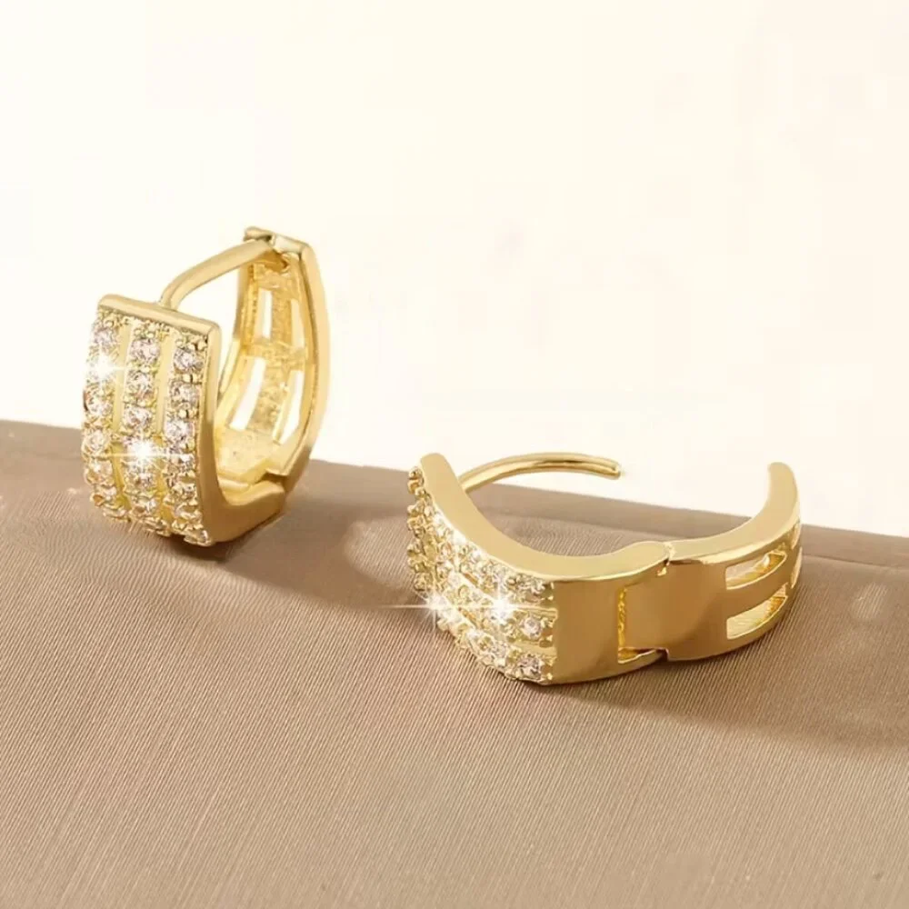 14K Gold Womens 2ct Diamond Small Hoop Earrings Ladies NEW 14 K Silver Jewelry